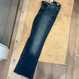 Frame Denim Le High Flare Raw Hem Crop